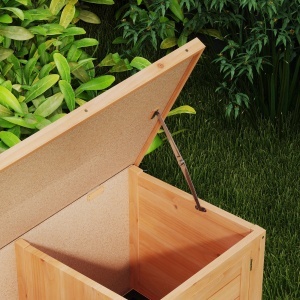 Cușcă pentru Iepuri din Lemn de Exterior cu Acoperiș din Asfalt, Căsuță cu Uși, Tăvi Detașabile și Hrănitoare, 112x50x54 cm, Galben - Img 9