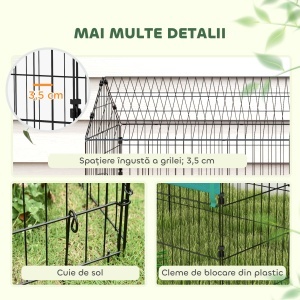 Cușcă pentru Iepuri și Găini de Exterior și Interior cu Protecție Solară și Grilaj Metalic, Coteț Recint pentru Animale Mici, Găini, 185x75x75 cm, Verde - Img 7