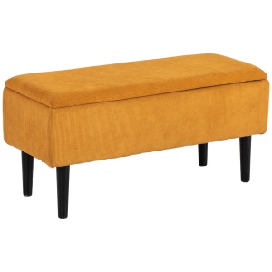 Cutie de Depozitare Moderna Otomana de 15” cu Picioare din Lemn, Spatiu Otoman de Depozitare 47L, care Sustine pana la 120KG, pentru Camera de Zi, Dormitor, Portocaliu