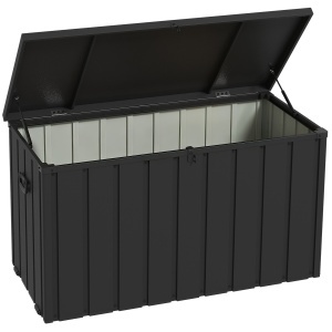 Cutie de depozitare pentru exterior cu roti, Gri inchis - Img 1