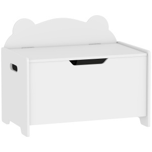 Cutie pentru jucării din lemn în formă de urs cu capacitatea de 20 kg, 60x38x48 cm, alb