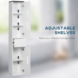 Dulap Baie 180 cm – Alb, Cu Sertar & Rafturi Reglabile - Img 5