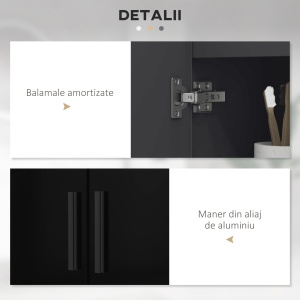 Dulap Baie 60×30×60 cm cu doua usi si polita reglabila - Negru - Img 6