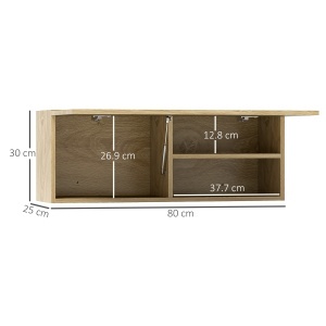 Dulap de Baie Suspendat cu Ușă Rabatabilă și Rafturi din Lemn, 80x25x30 cm, Natural - Img 3