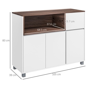 Dulap de Bucatarie Bufet Modern din Lemn cu Dulapuri Sertar Compartiment Deschis Dulap Multifunctional pentru Bucatarie si Sufragerie depozitare laterala toaleta acasa birou hol prosop manere dus colt baza inalta vopsit rezistent la apa - Img 3