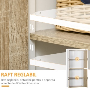 Dulap de Depozitare 4 Usi si 4 Rafturi Reglabile 80x40x182 cm – Crem/Alb - Img 5