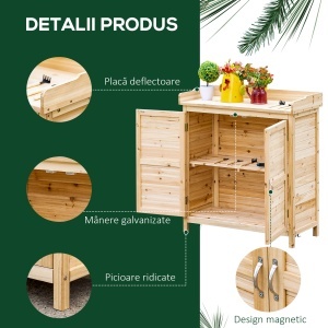 Dulap Exterior Lemn 83×40×92 cm – 2 Rafturi, Usi Duble - Img 6