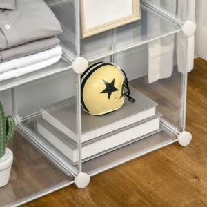 Dulap interior modular pentru pantofi, 6 cuburi din plastic PP, 94,5x32x162cm, transparent - Img 8