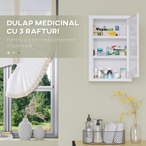 Dulap Medicamente – Otel Inoxidabil, 3 Niveluri & 2 Chei, Alb - Img 5