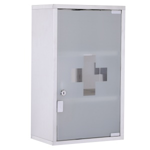Dulap Medicamente din Oțel Inoxidabil 50x30x18 cm, Casetă Prim Ajutor cu Încuietoare & 2 Chei
