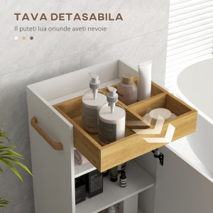 Dulap Mobil Baie – Alb, Cu Roti, Tava & Raft Reglabil - Img 4