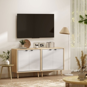 Dulap Modern cu 2 Uși și Raft Reglabil 72x35x77cm Alb și Stejar - Img 8