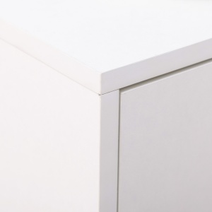 Dulap modern pentru pantofi, 12 perechi de pantofi cu 2 usi si sertar, din PAL, MDF si metal, 75x26x110 cm, alb - Img 8