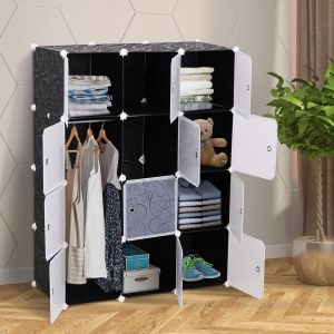 Dulap Modular 12 Cuburi DIY – Alb & Negru 111×47×145 cm - Img 2