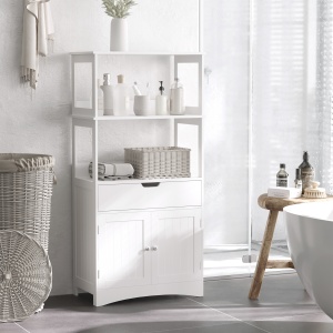 Dulap multifunctional cu rafturi, MDF, 60x33x122.5 cm, Alb - Img 2
