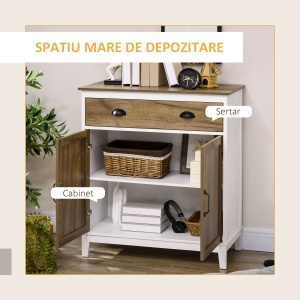 Dulap Multifunctional din PAL cu Dulap si Sertar in Stil Rustic, 78.5x39x89.4cm, Alb - Img 4