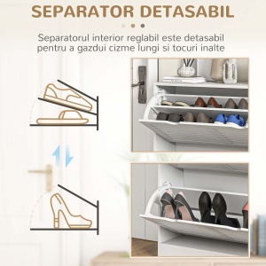Dulap Pantofi ingust, 2 Usi Rabatabile, Model Decorativ - Img 6