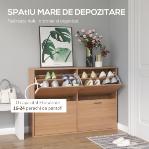 Dulap Pantofi Lemn 120×24×81 cm – 24 Perechi, Hol sau Dormitor - Img 4
