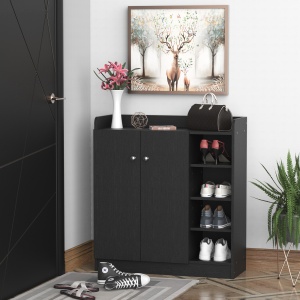 Dulap Pantofi Negru – 2 Usi Basculante, 83×30×90 cm - Img 2