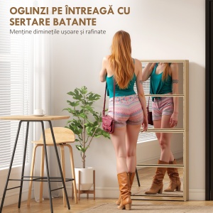 Dulap pentru Încălțăminte Slim cu 4 Uși și Oglindă 63x17x146 cm Culoare Lemn - Img 4
