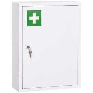 Dulap pentru Medicamente cu 3 Rafturi și Încuietoare din Oțel cu 2 Chei, Alb