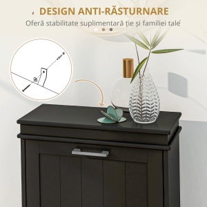 Dulap pentru Pantofi cu 2 Sertare pentru 10 Perechi de Pantofi, Mobilier cu Raft Reglabil, 54x24x82,5 cm, Negru - Img 7