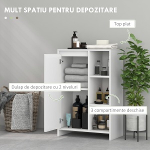 Dulapior Baie – Alb, 53×30×80 cm, Cu Rafturi si Usa - Img 4