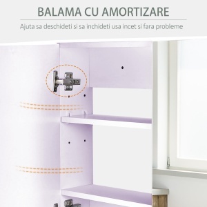 Dulapior Baie cu Oglinda – Alb MDF 80×60×15 cm cu 3 Rafturi - Img 5
