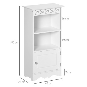 Dulapior Baie Lemn Alb – Decor Floral Sculptat 40×23×80 cm - Img 3