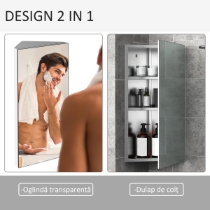 Dulapior Colt Baie – Otel cu Oglinda 60×30×18,4 cm - Img 4
