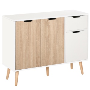 Dulapior Multifunctional din Lemn cu Sertar si Dulapioare in Stil Nordic, 90x30x72cm - Img 1