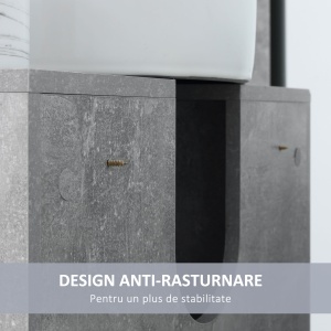 Dulapior Subchiuveta cu Decupare in forma de U si 6 Etajere din Lemn, 60x30x68cm - Alb/Gri - Img 6
