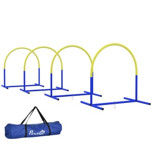 Echipament de Agilitate pentru Câini, Set Portabil din 4 Piese pentru Antrenament, 95x88x64 cm, Albastru