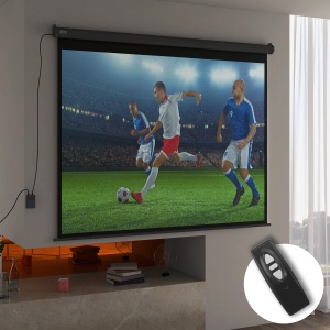 Ecran de Proiecție 100 inch, Format 4:3 Reglabil cu Telecomandă, Ecran de Proiecție Compact, 203x152 cm, Negru - Img 2
