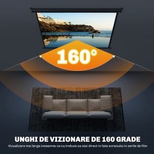 Ecran de Proiecție 84", Format 4:3, Unghi de 160° și Montare pe Tavan sau Perete, Negru - Img 5