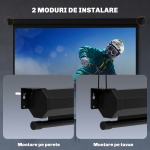 Ecran de Proiecție 84", Format 4:3, Unghi de 160° și Montare pe Tavan sau Perete, Negru - Img 7