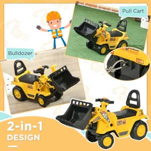 Escavator pentru Copii cu Cupă și Spațiu de Depozitare Ascuns, în PP și ABS, 80x26.5x39 cm, Galben și Negru - Img 4