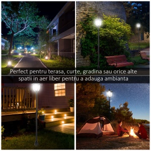 Felinar de Gradina Led Panouri Solare, Negru, 120cm - Img 7