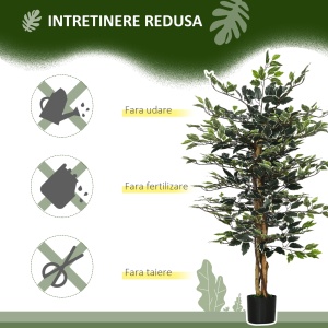 Ficus artificial in ghiveci cu 702 frunze multicolore, Plante artificiale pentru interior si exterior, pentru decorarea casei, biroului, camerei de zi, 130 cm - Img 6