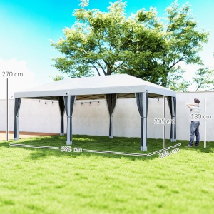 Foisor de gradina cu plasa de tantari, alb, 3x6m - Img 3