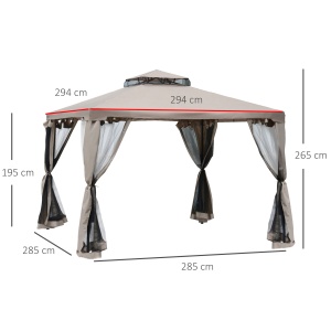 Foisor de Gradina cu Plasa de Tantari din Metal si Poliester 294x294cm - Img 3