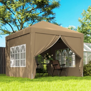 Foisor de gradina pliabil din otel si tesatura Oxford cu funii si cuie incluse, 2,95x2,95x2,58 m, alb - Img 2