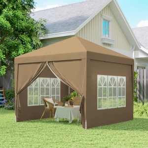 Foisor de gradina pliabil din otel si tesatura Oxford cu funii si cuie incluse, 2,95x2,95x2,58 m, alb - Img 8