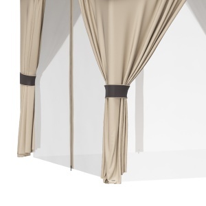 Foisor pentru gradina 3m x 3 m, Adapost copertina foisor exterior cu acoperis dublu cu plasa & draperii, Cadru din otel galvanizat pentru gradina, gazon, curtea din spate si punte - Img 9