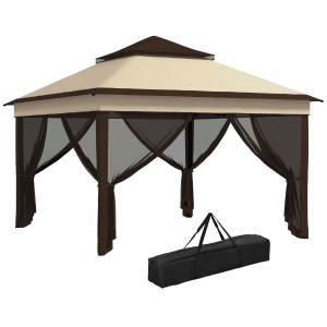 Foisor Pop Up 3 x 3m Cu Plasa, Bej - Img 1