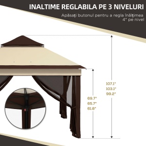 Foisor Pop Up 3 x 3m Cu Plasa, Bej - Img 5