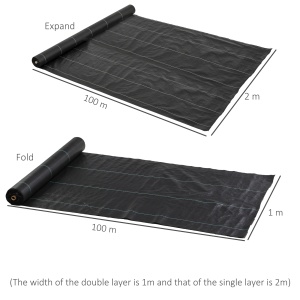 Folie pentru Mulcire 60g/m², Respirabilă și Anti-UV din Polipropilena, 100x2 m, Negru - Img 3