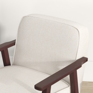 Fotoliu Balansoar pentru Interior din Material Efect In si Lemn cu Cotiere si Perne, 66x78x76 cm, Bej si Maro - Img 8