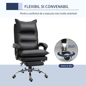 Fotoliu Birou Negru – Rabatabil, Suport Picioare & Ergonomic - Img 6