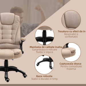 Fotoliu Masaj Bej – 6 Puncte, incalzire & inaltime Reglabila - Img 9